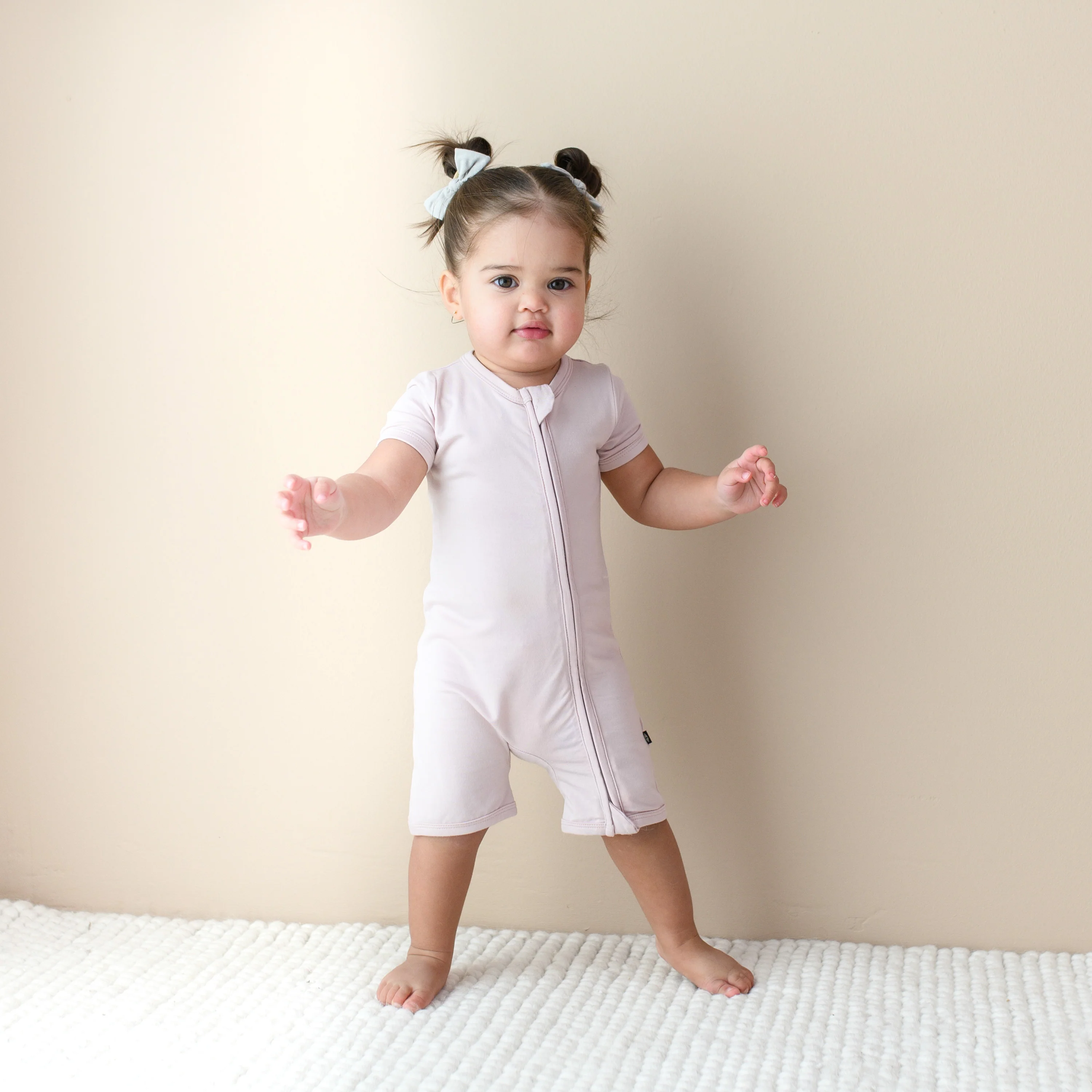 Zippered Shortall Romper in Blush - Image 3
