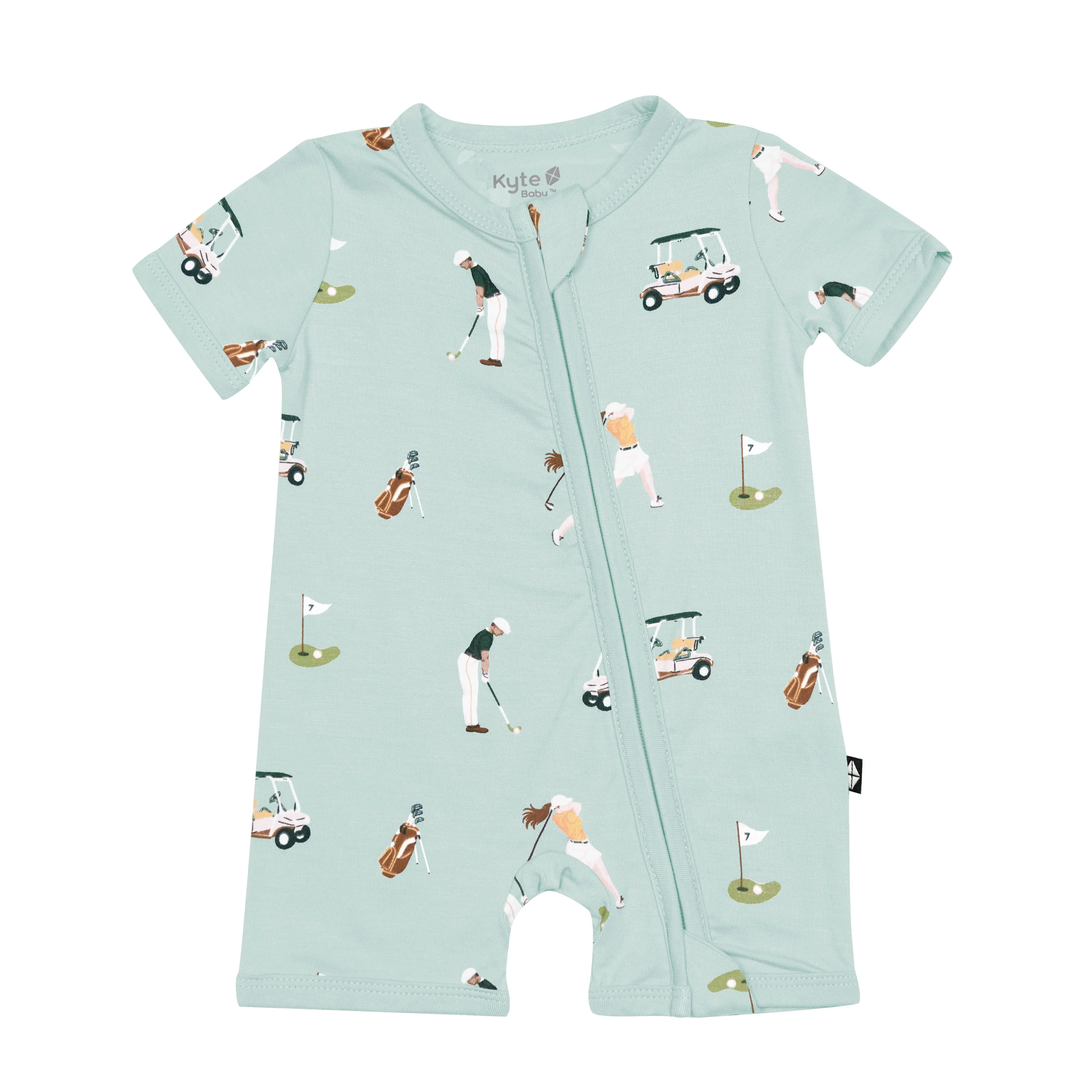 Zippered Shortall Romper in Golf - Image 2