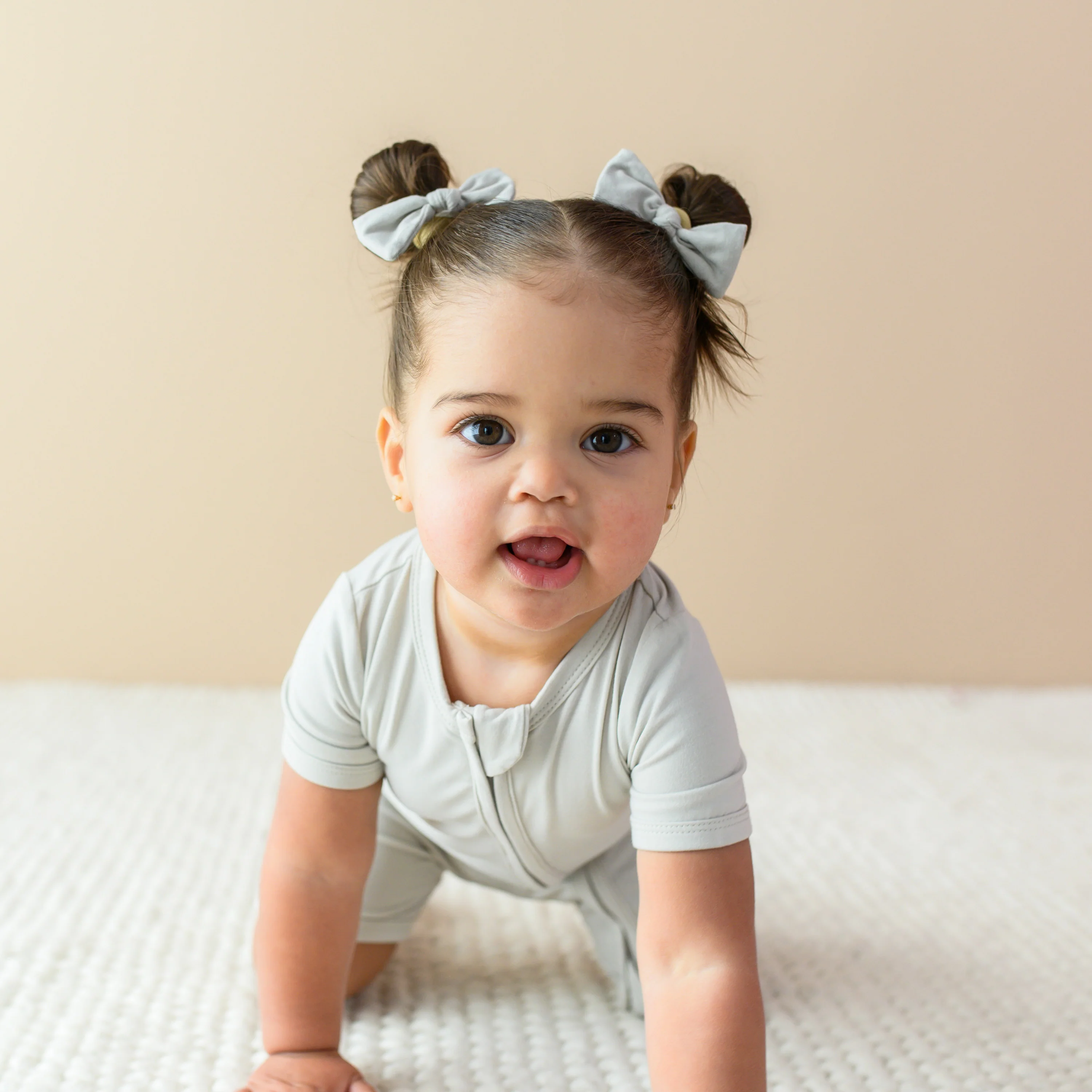 Zippered Shortall Romper in Oat - Image 3