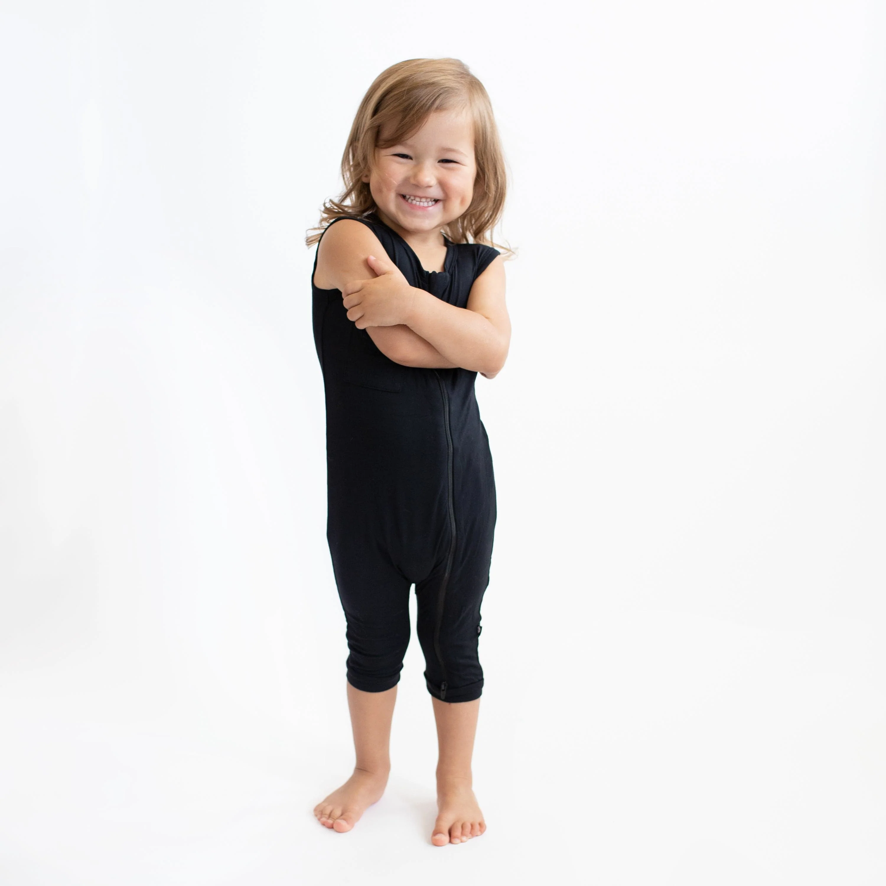 Zippered Sleeveless Romper in Midnight - Image 3