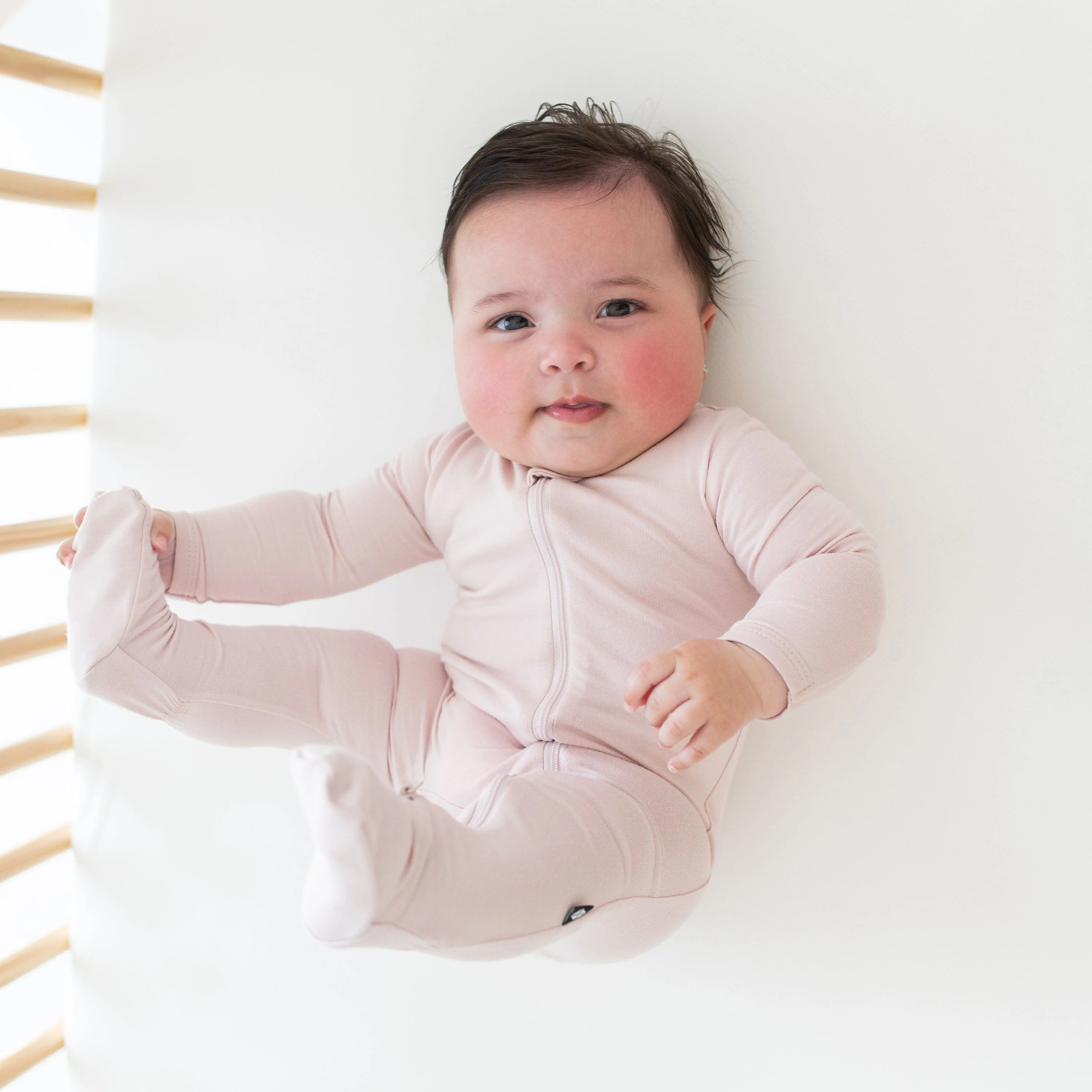 Zippered Footie in Blush - Image 3