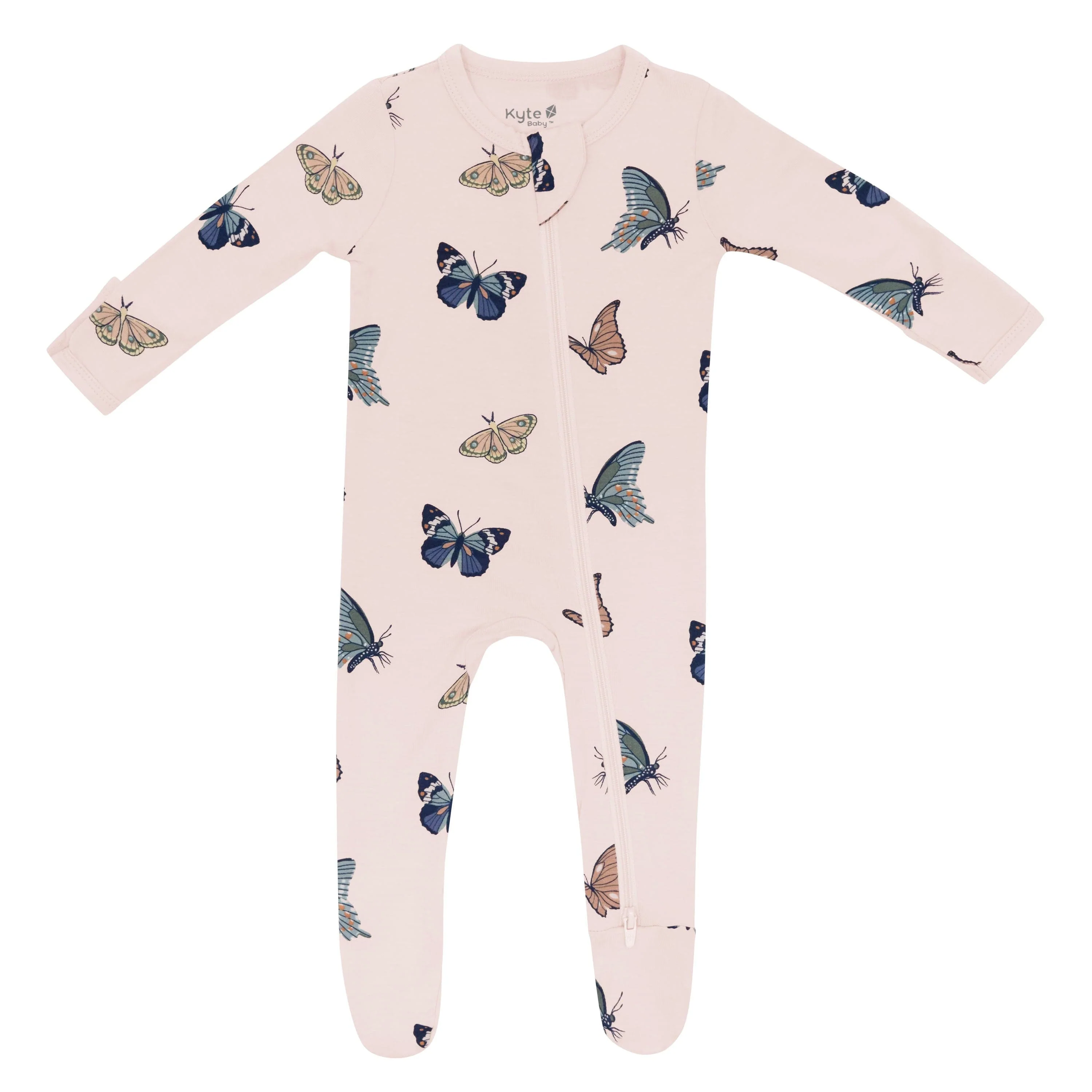 Zippered Footie in Blush Butterfly - Image 2