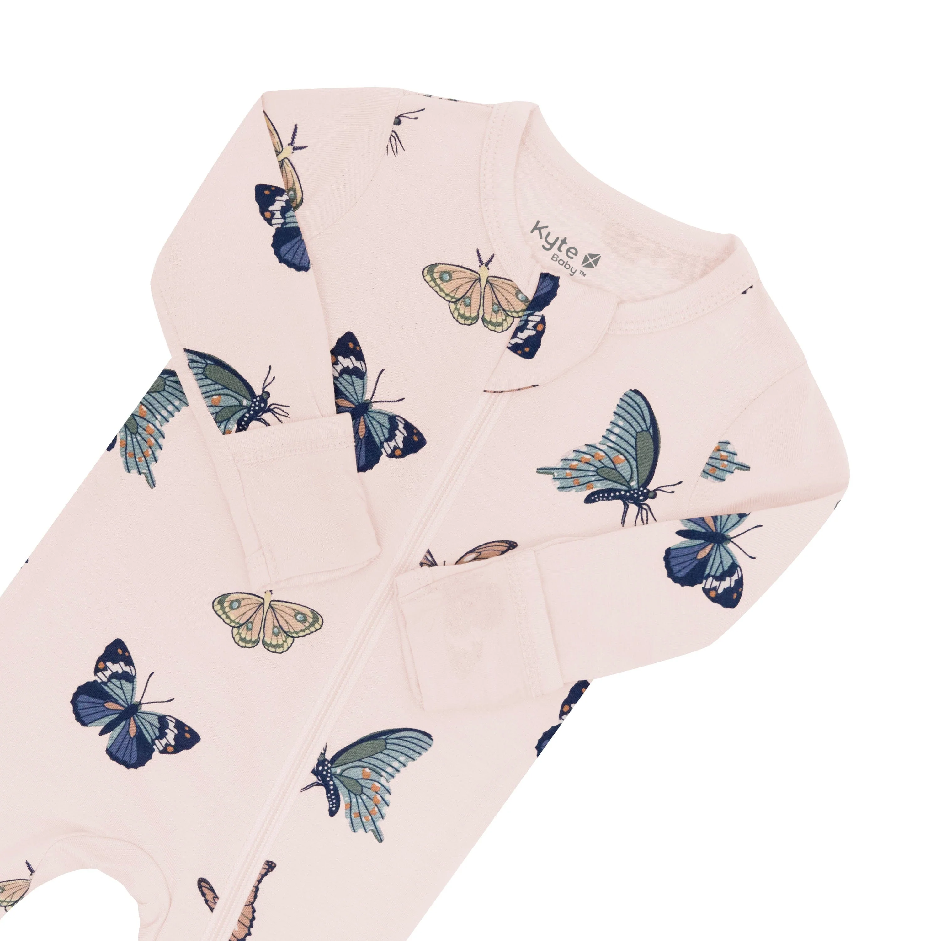 Zippered Footie in Blush Butterfly - Image 4