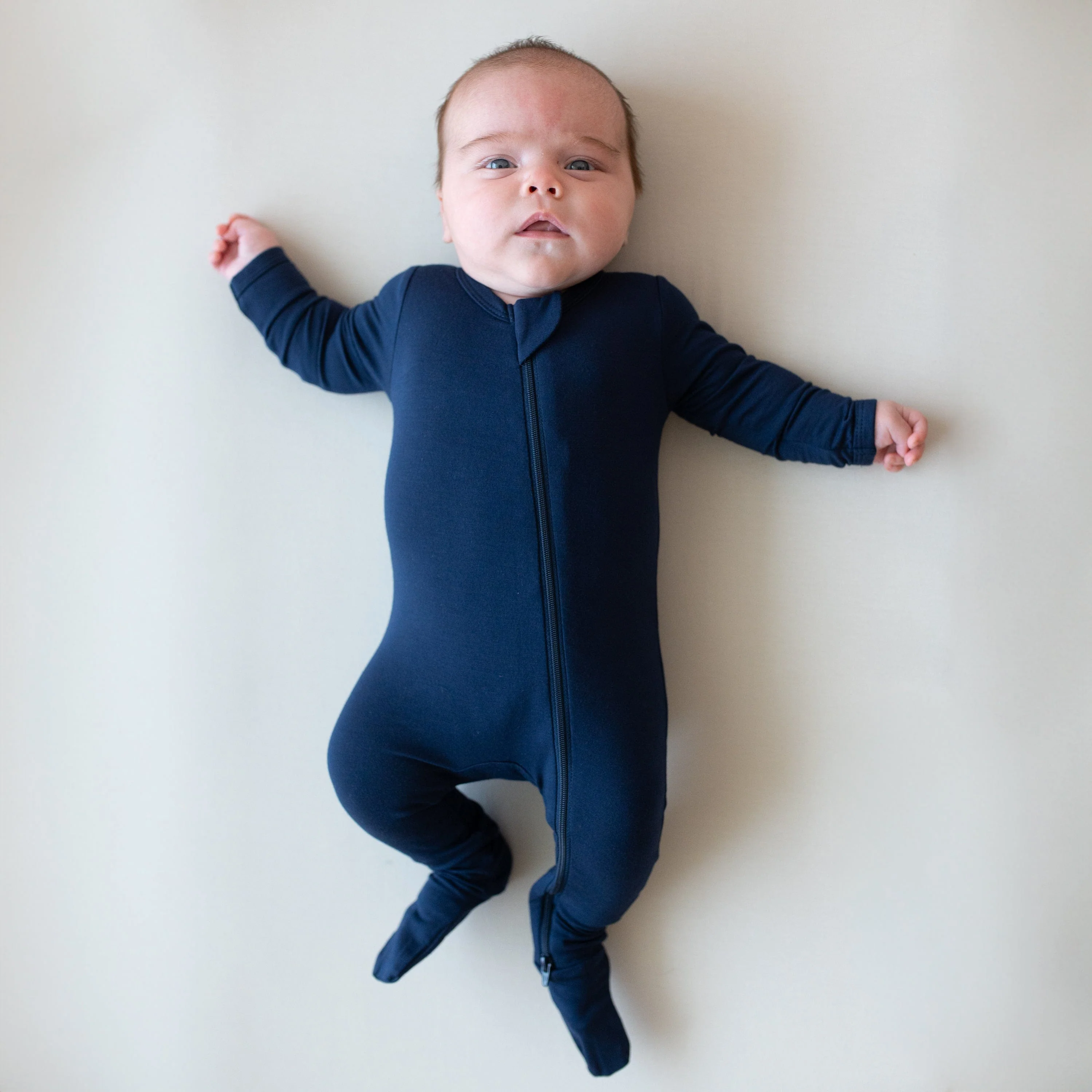 Zippered Footie in Navy - Image 3
