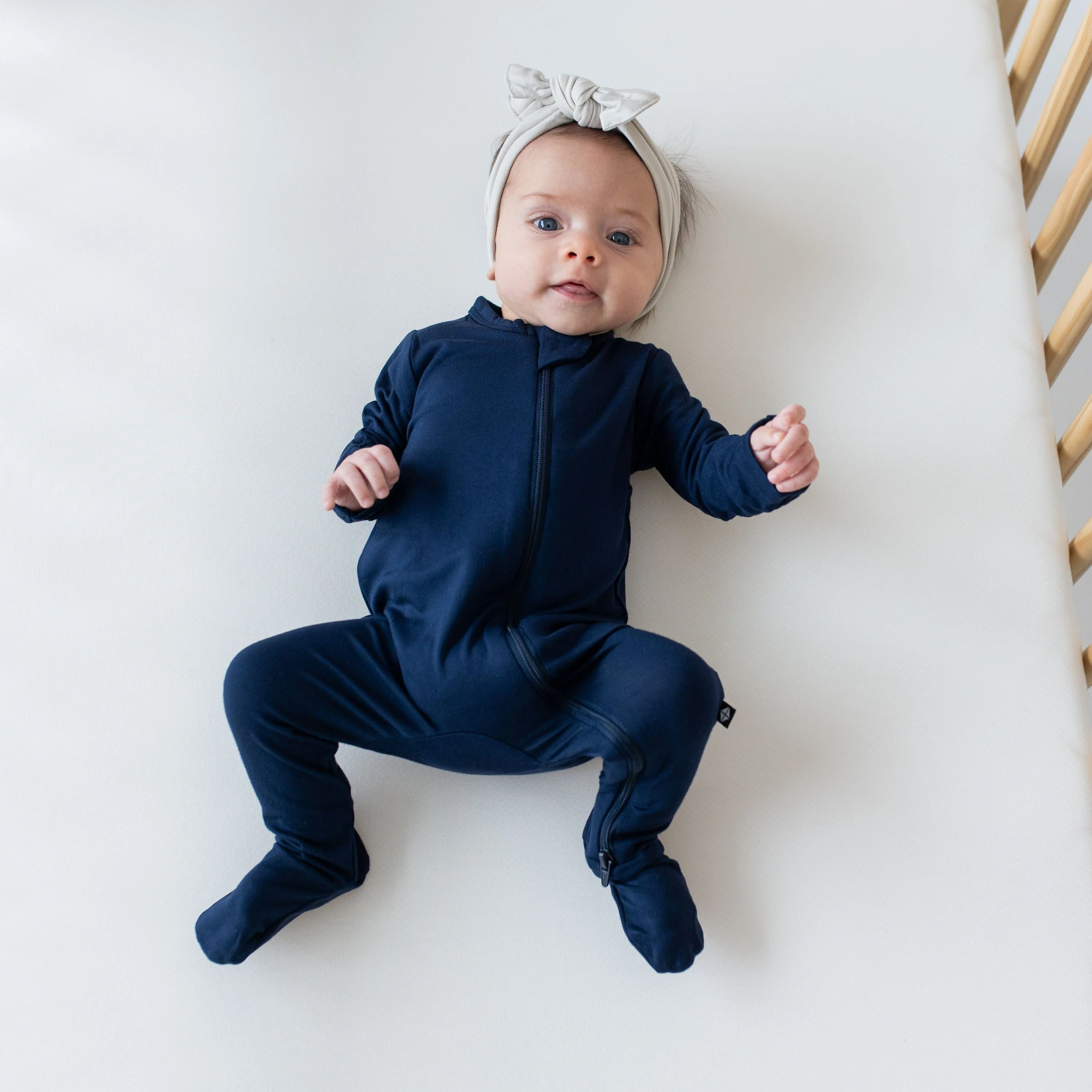 Zippered Footie in Navy - Image 4