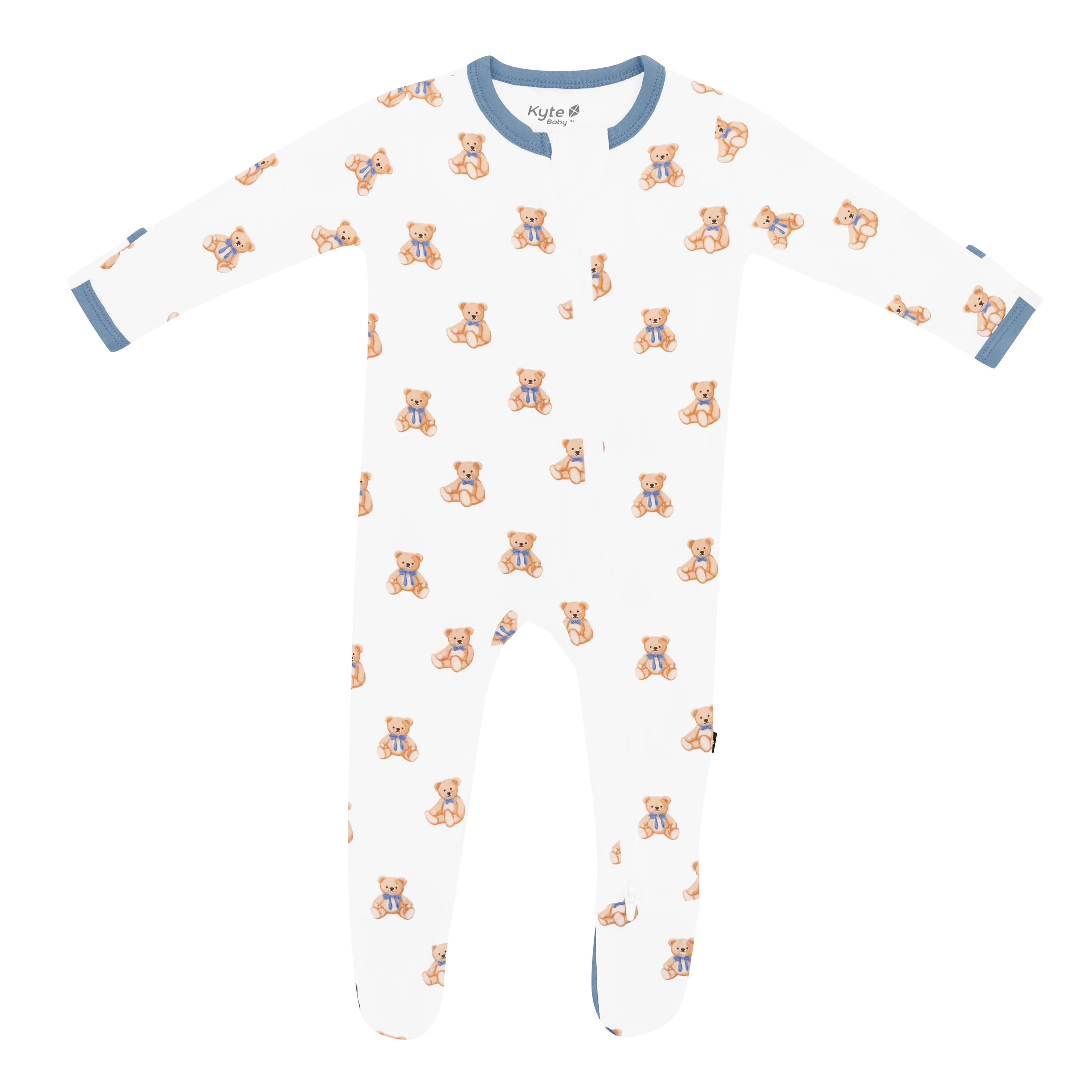 Zippered Footie in Teddy Bear - Image 2