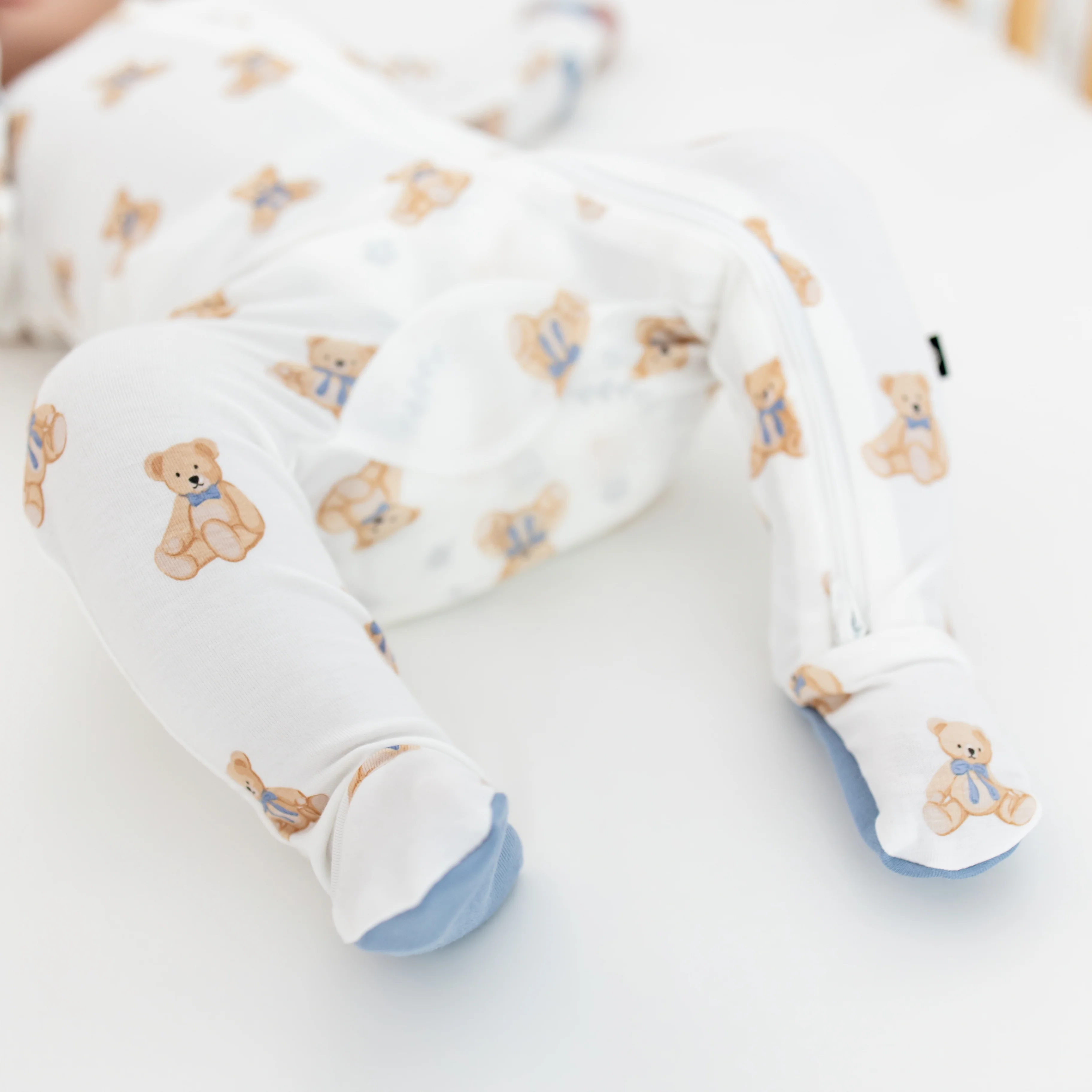 Zippered Footie in Teddy Bear - Image 3