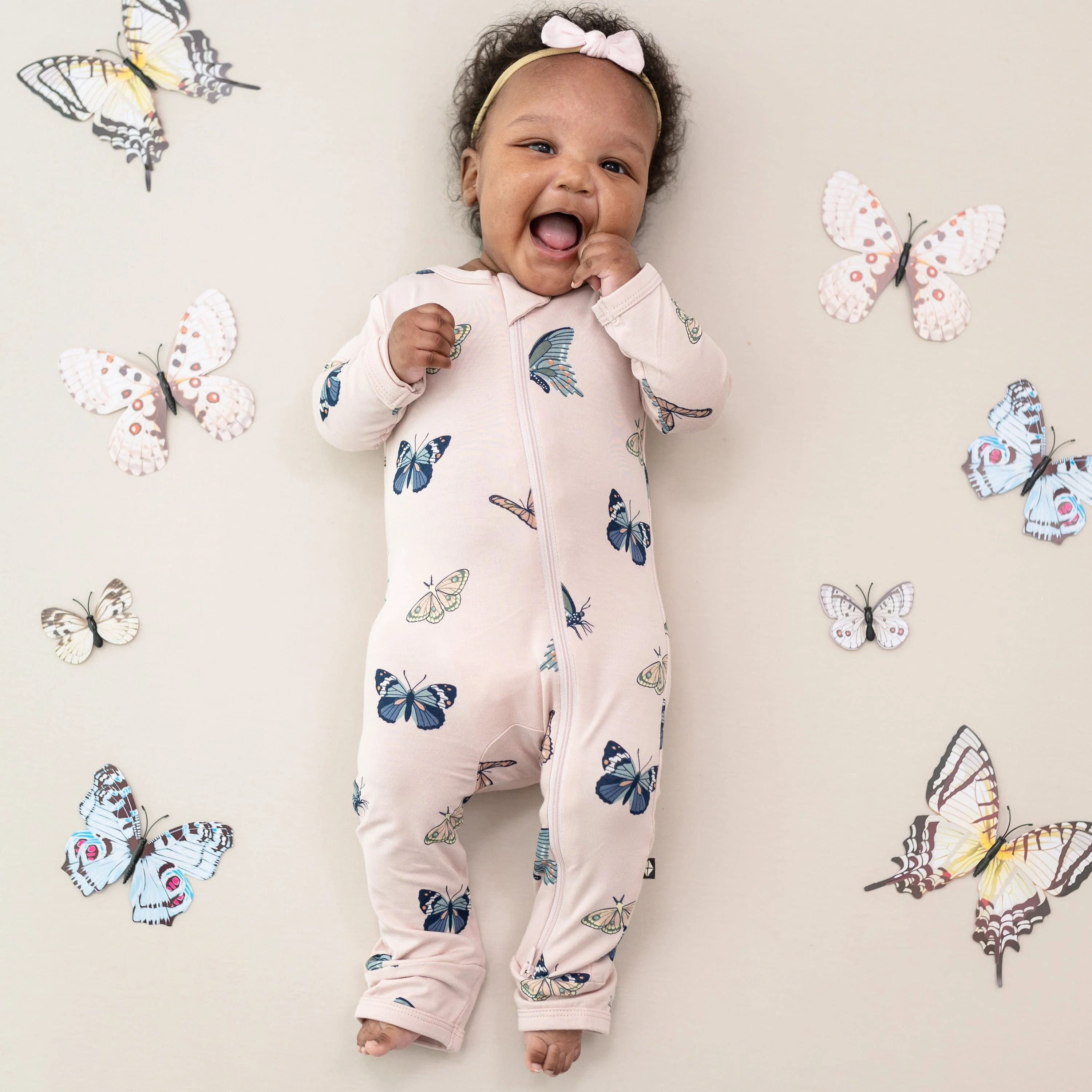 Zippered Romper in Blush Butterfly - Image 3