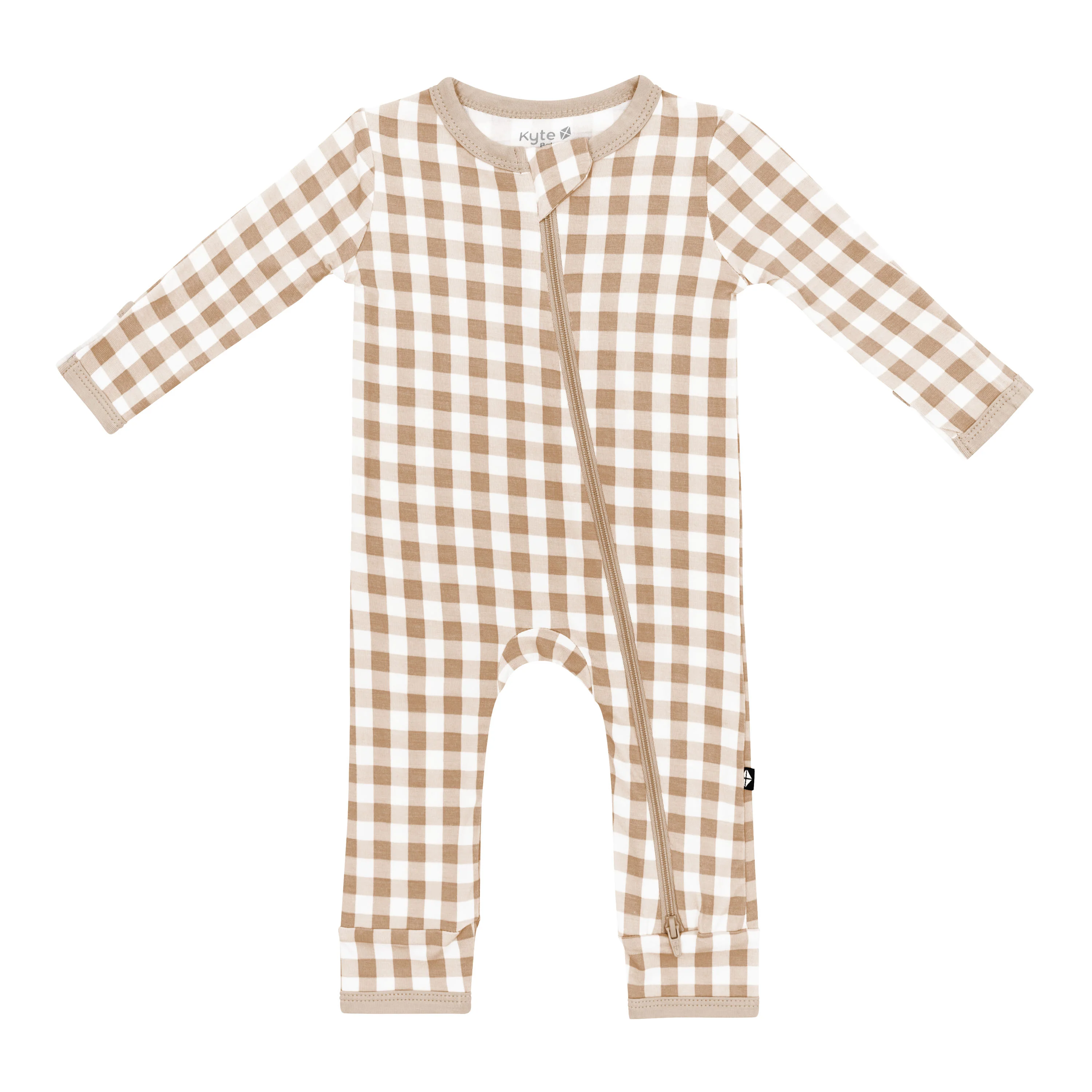 Zippered Romper in Gingham Bisque - Image 2