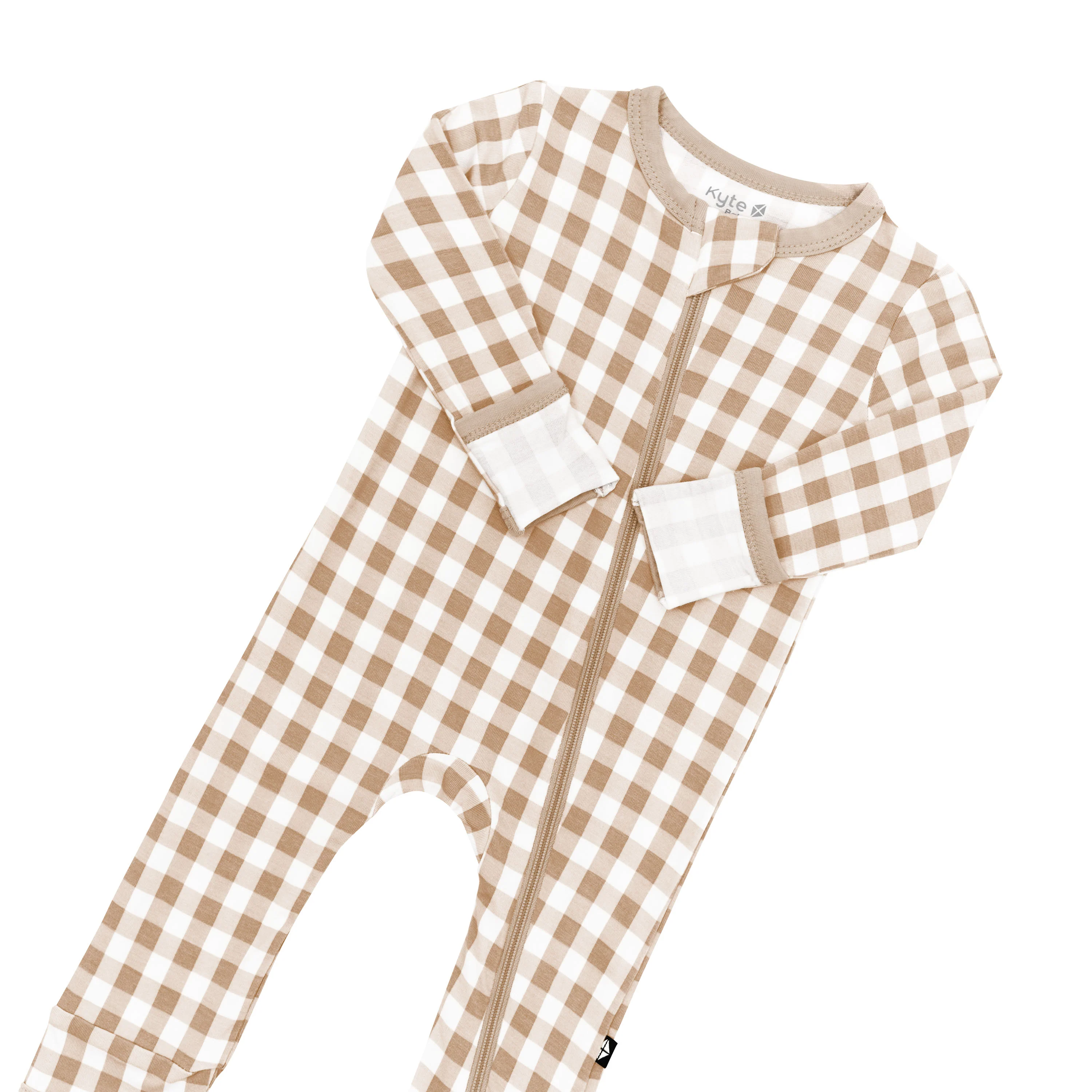 Zippered Romper in Gingham Bisque - Image 4