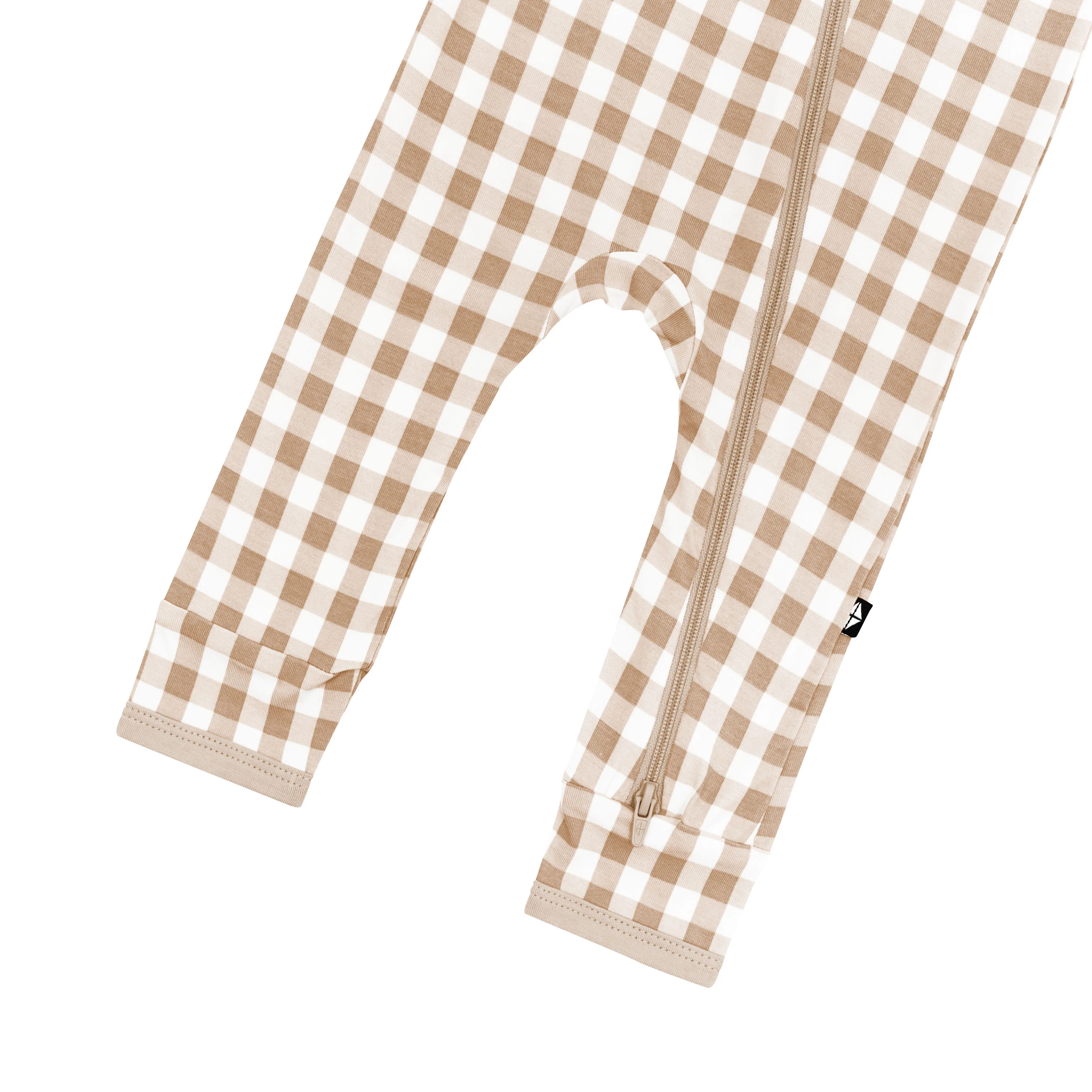 Zippered Romper in Gingham Bisque - Image 5