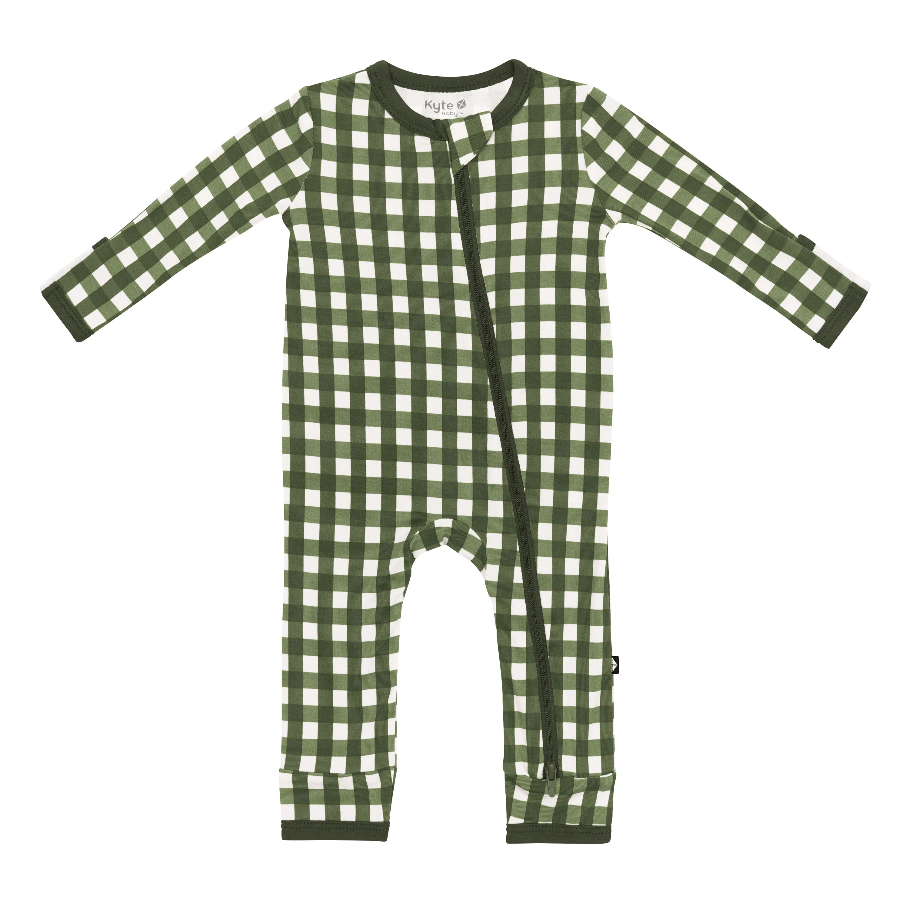 Zippered Romper in Gingham Fir - Image 2