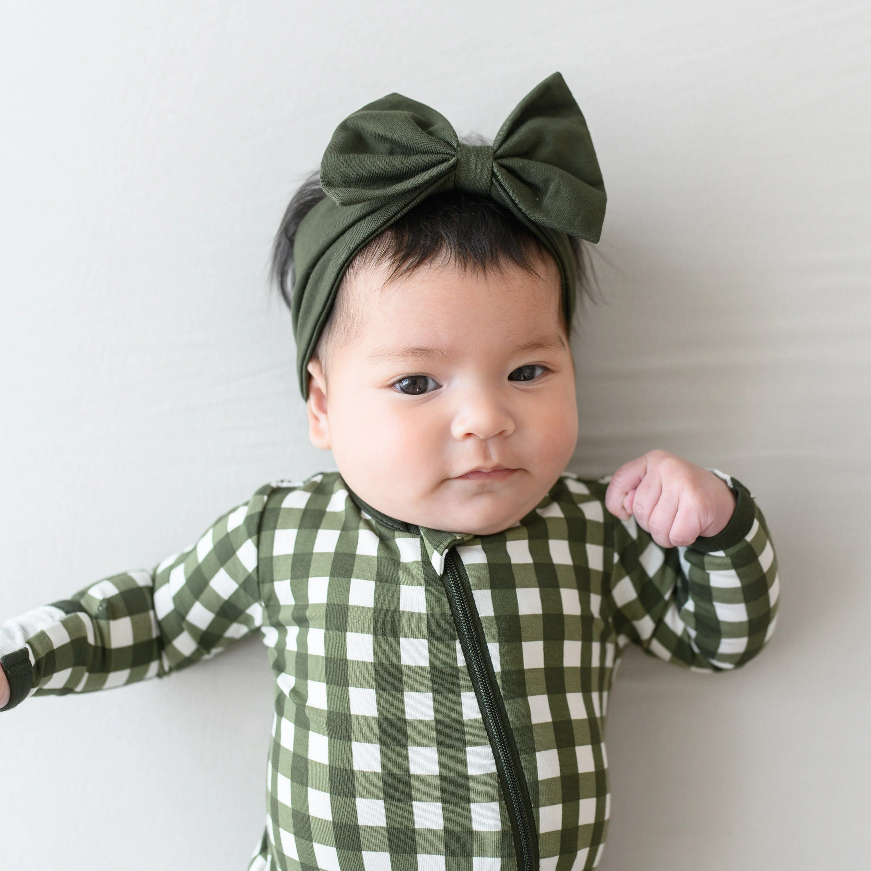 Zippered Romper in Gingham Fir - Image 4