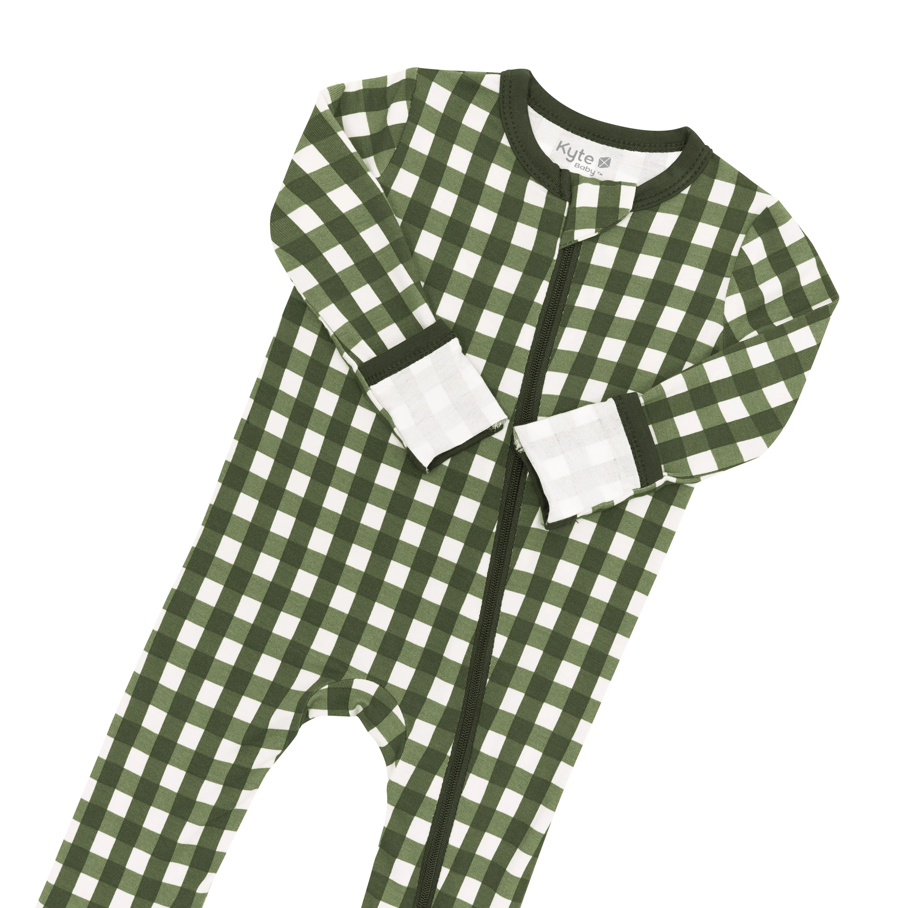 Zippered Romper in Gingham Fir - Image 6