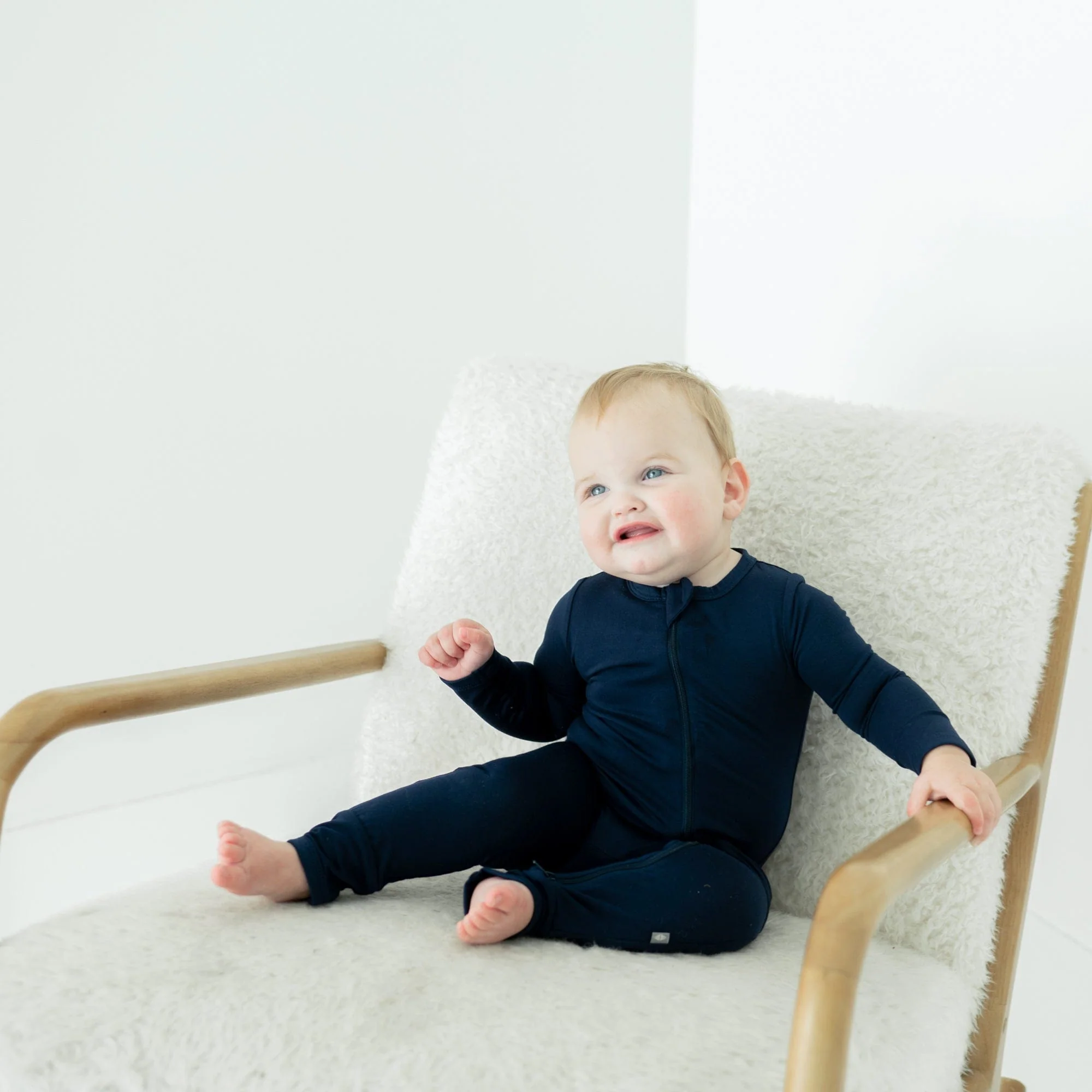 Zippered Romper in Navy - Image 4