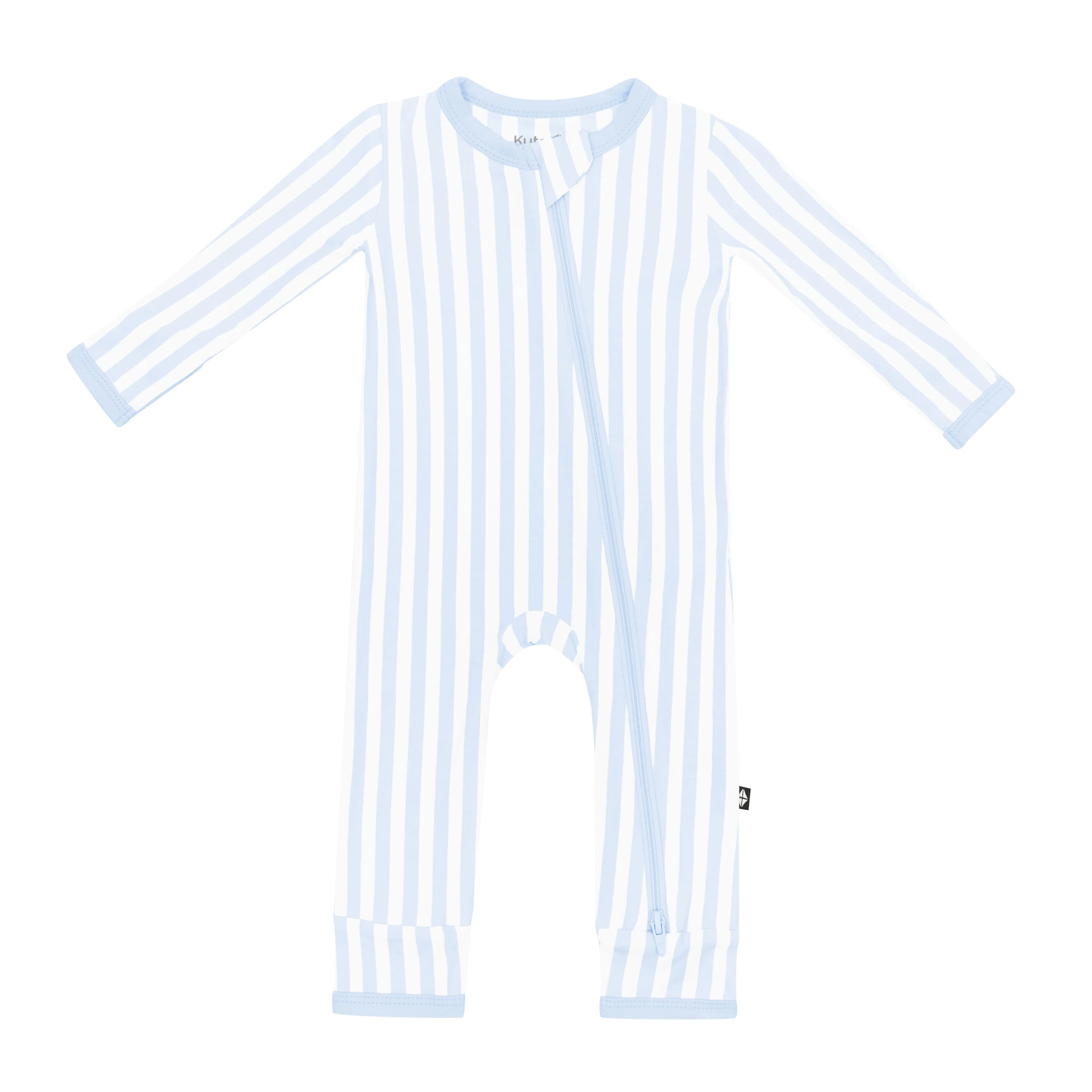 Zippered Romper in Small Mist Stripe - Image 2