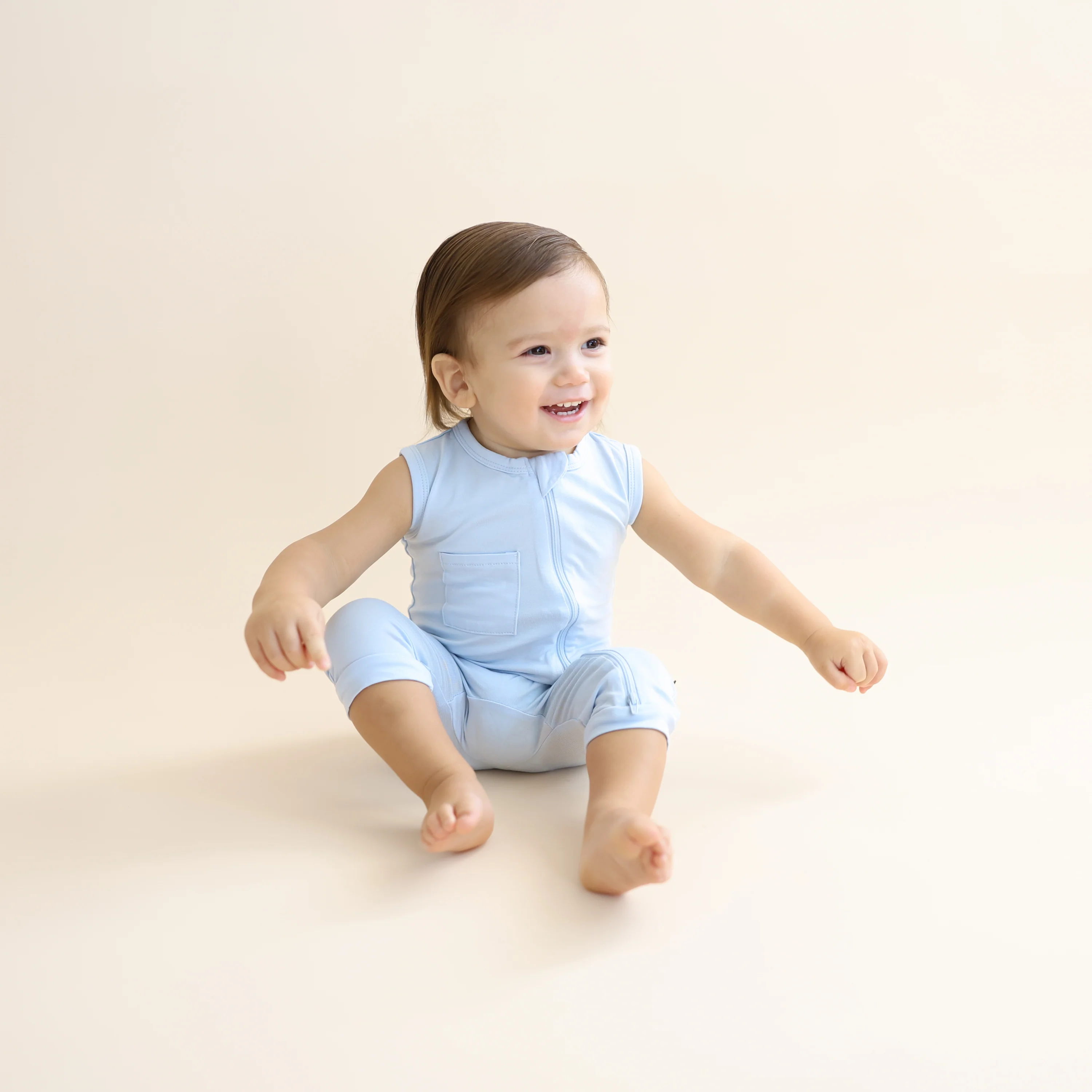 Zippered Sleeveless Romper in Breeze - Image 3