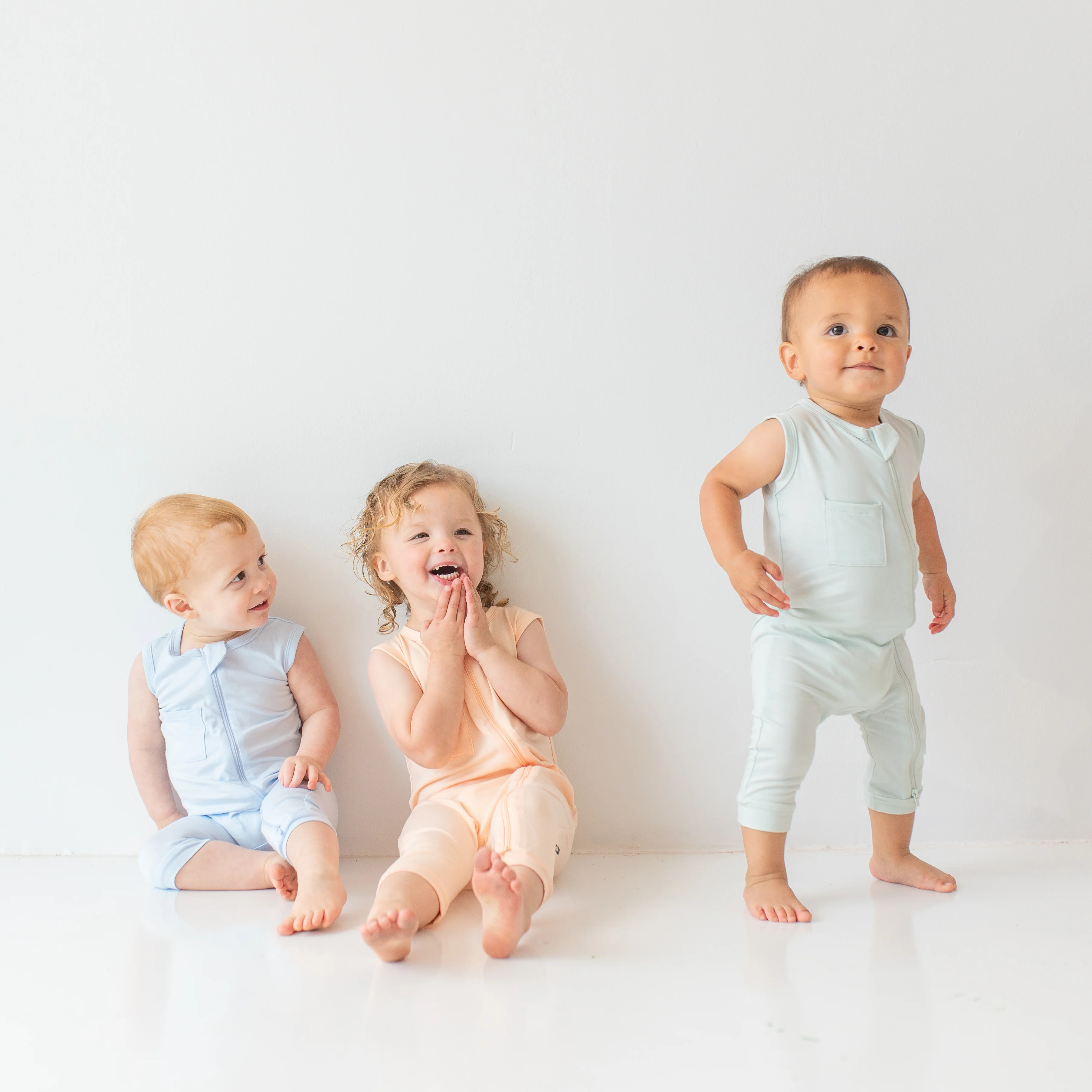Zippered Sleeveless Romper in Dew - Image 3