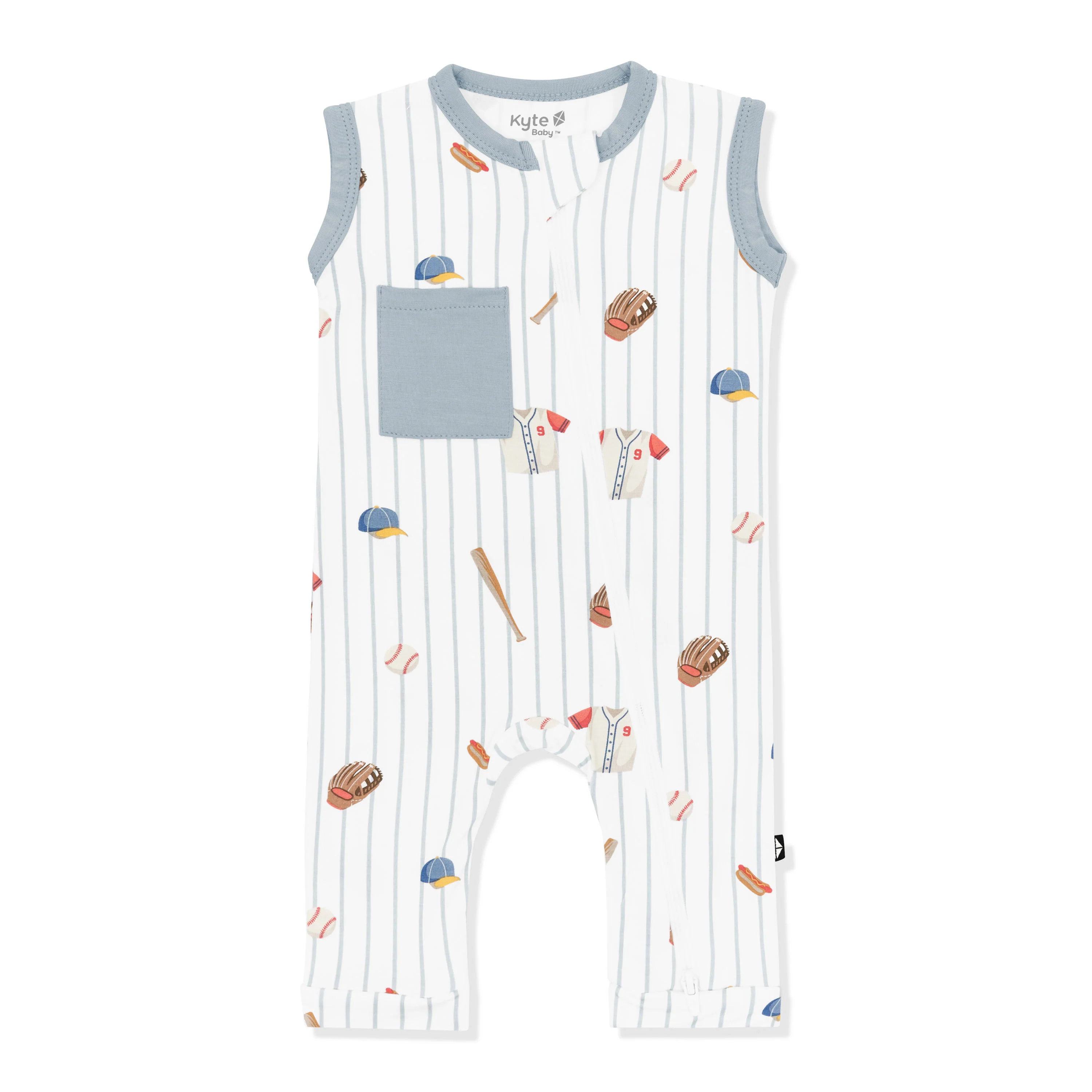 Zippered Sleeveless Romper in Home Run - Image 2