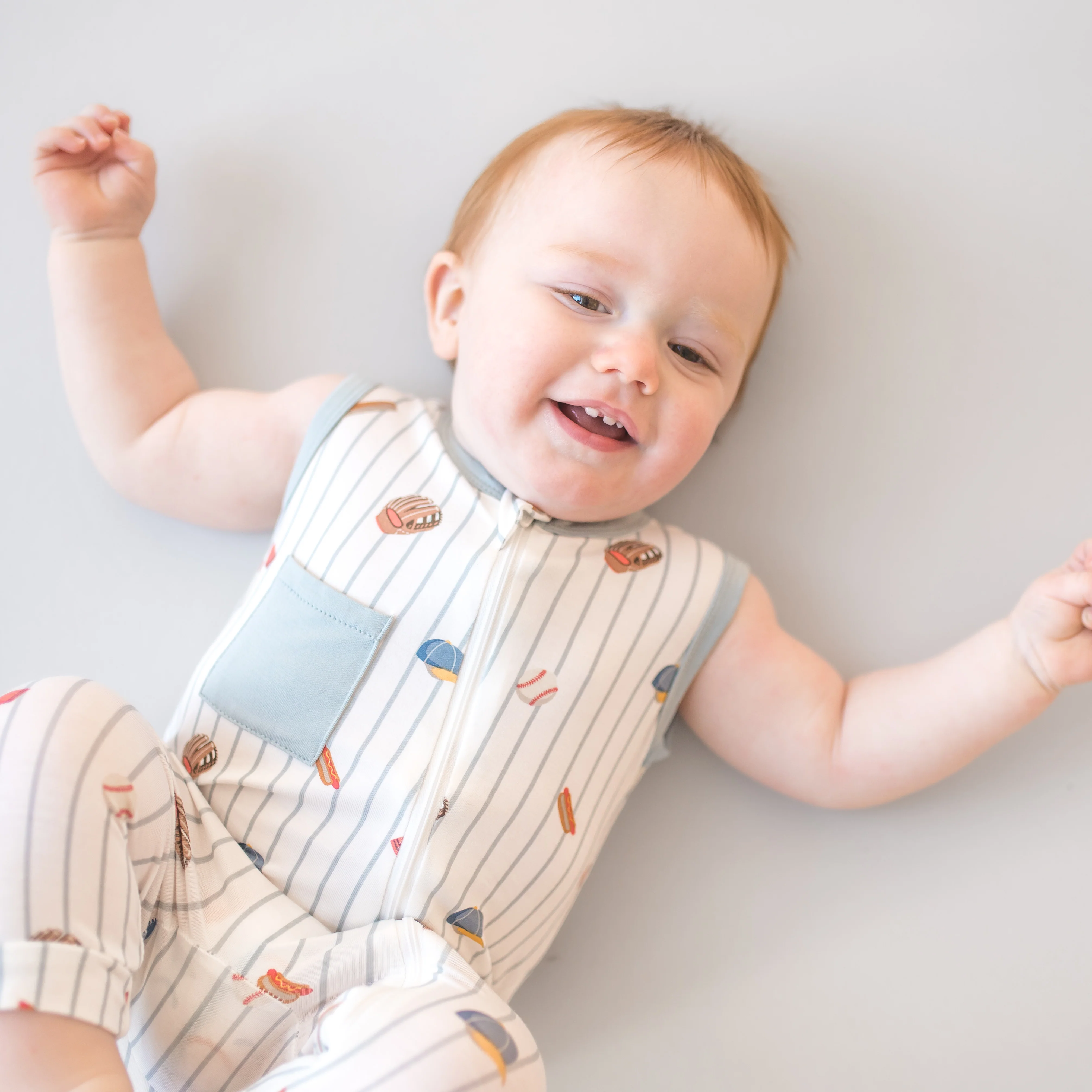 Zippered Sleeveless Romper in Home Run - Image 3