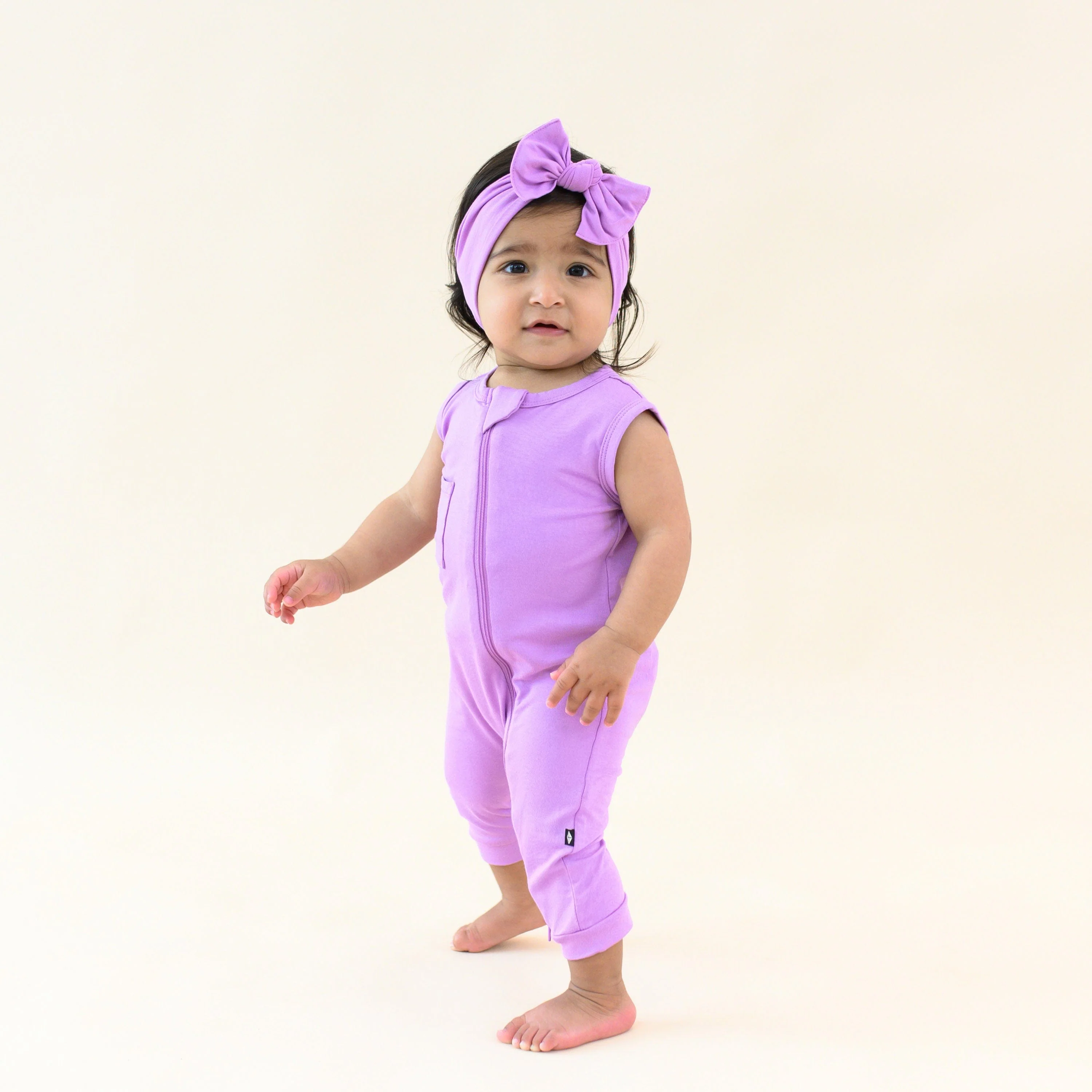 Zippered Sleeveless Romper in Poi - Image 4